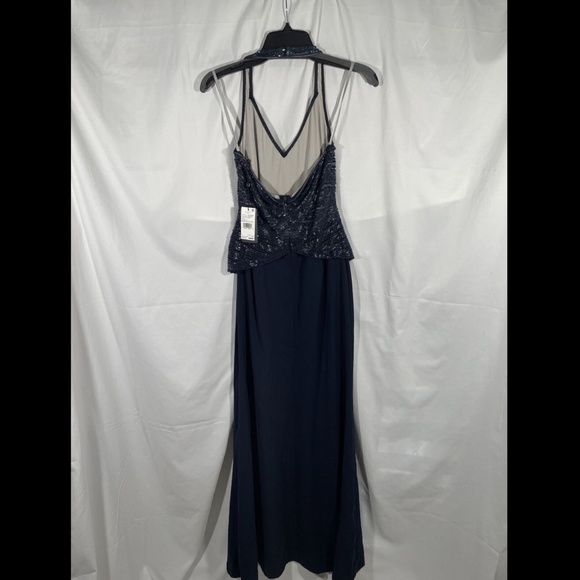 NWT‎ Adrianna Papell Beaded Halter Gown in Midnight Blue [SZ 2 ] - Picture 6 of 12